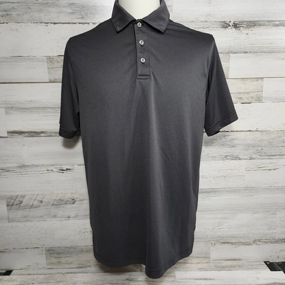 Bolle Polo Shirt Mens Medium Gray Textured Short Sleeve Performance Golf